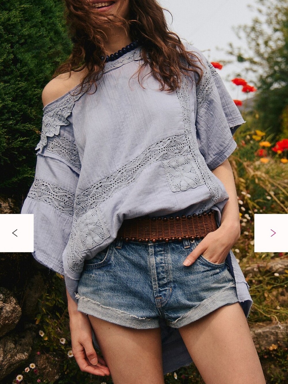 We The Free Rustic Romance Country Tide Blue Boho Crochet Top